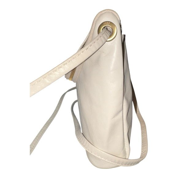 HOBO Ivory Leather Crossbody Bag Floral Lining Adjustable Strap AR11 - Picture 8 of 12
